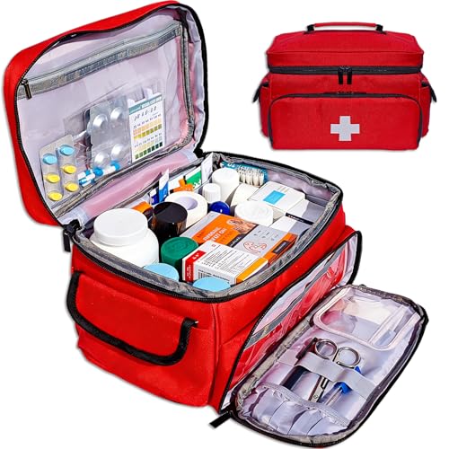 First Aid Bag Empty Small 12" x 9" x 7" Red Medical Bag - Image 2