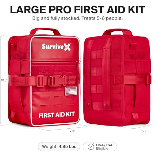 SurviveX Large Pro First Aid Kit, Emergency Kit for 5-6 People - Image 3