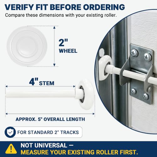 12 Pack 2" Nylon Garage Door Rollers with 6200RS Bearings, 4" - Image 3
