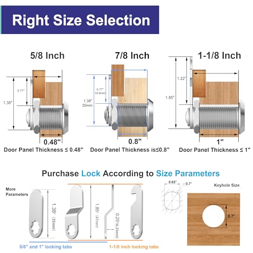 Jayseon 3 Pack Cabinet Locks with Keys, RV Cam Lock Keyed - Image 3