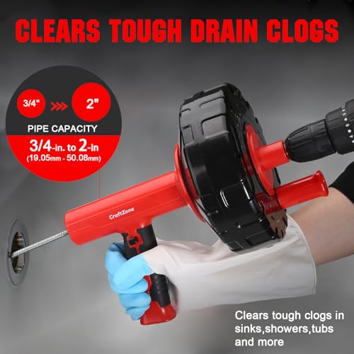 Drain Auger 33 Ft with Easy Cable Rewind System, Plumbing - Image 7