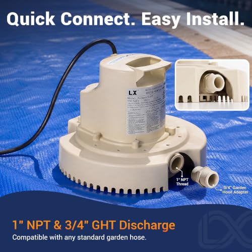 Pool Cover Water Remove Pump 1/4HP, 115V, Automatic, Submersible - Image 6