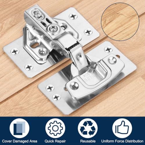 uxcell 12Pcs Cabinet Hinge Repair Plate Kit 90x50mm C-Type - Image 5