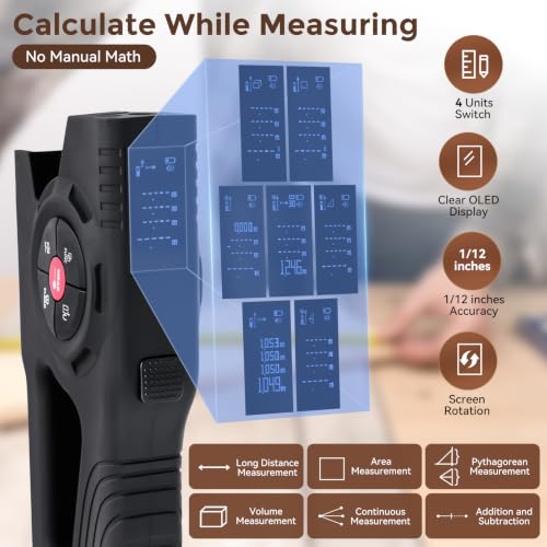 393Ft Digital Tape Measure 3-in-1 Laser Tape Measure & 16ft Tape - Image 5