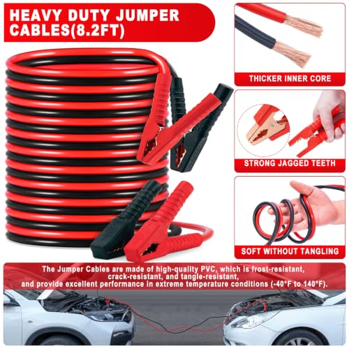 Car Roadside Emergency Kit with Jumper Cables, Shovel - Image 3