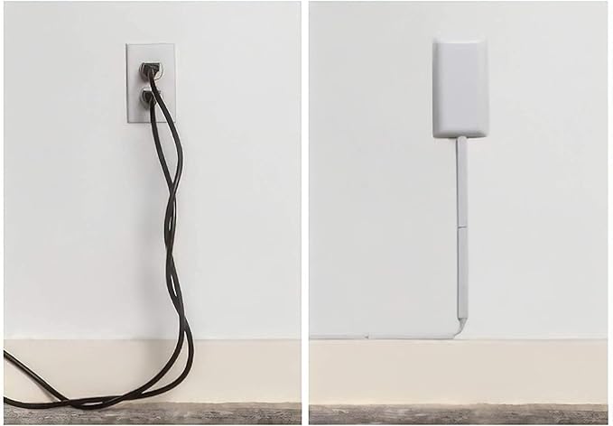 Sleek Socket Original & Patented Pet Proofing Outlet & Plug Concealer with Protective Cord Clips, 8-Foot Flat Extension Cord with Multiple Outlets, Safeguard from Chewing Dangerous Cords