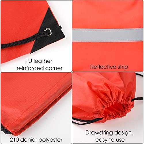 KUUQA 12 Pcs Drawstring Backpack Bag Bulk Reflective,Red - Image 4
