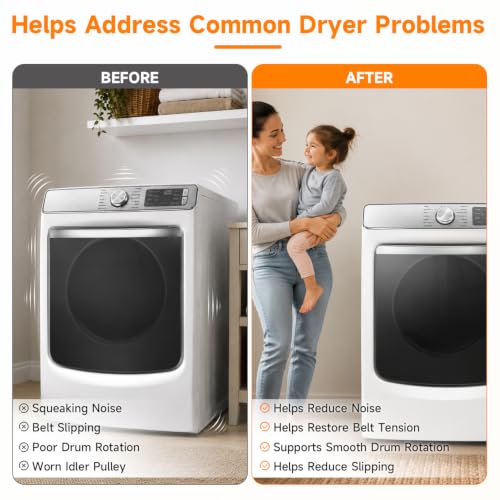 Dryer Repair Kit with Drum Rollers Idler Pulley and Drive - Image 5