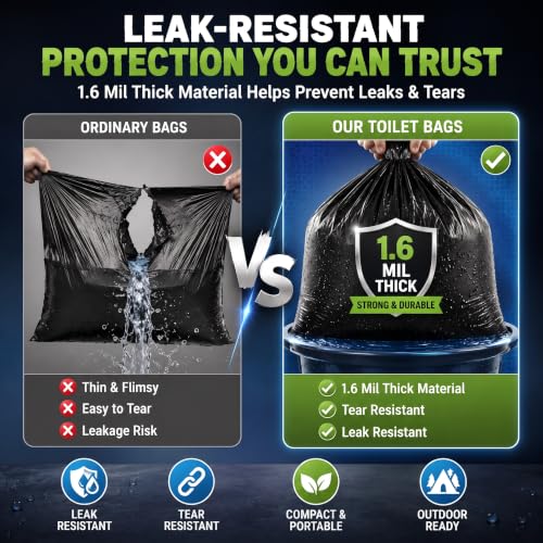 Portable Toilet Bags, 100 Pack Biodegradable Camping - Image 5
