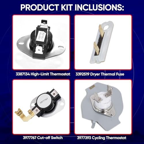 Dryer Repair Kit 3387134 3392519 3977393 3977767 - Image 4