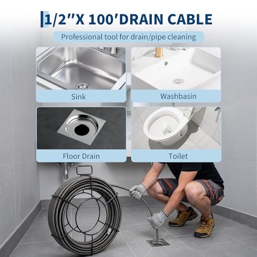 Garvee 100 ft x 1/2 Inch Solid Core Drain Snake Cable - Image 3