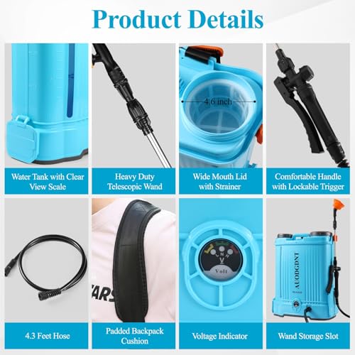 Battery Powered Backpack Sprayer 4 Gallon with Auto-Mixing - Image 7