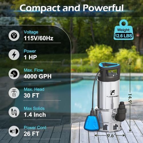 1 HP Submersible Sump Pump, 4000 GPH, Tethered Float Switch - Image 4