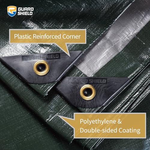 GUARD SHIELD Super Heavy Duty Green/Silver Poly Tarp Cover 12x16 - Image 3