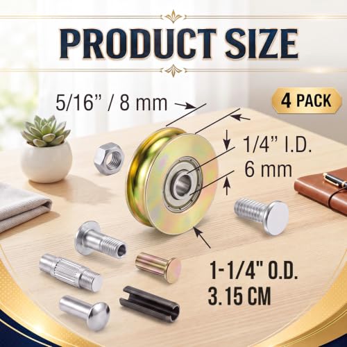 Therwen 4 Pack 1-1/4 Inch Sliding Glass Door Rollers Replacement - Image 3