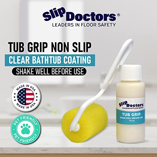 Anti-Slip Bath & Shower Floor Solutions (2 Bottles) - Tub Grip - Barefoot Friendly Non-Slip Coating Fixes Slippery Fiberglass & Acrylic Showers & Tubs
