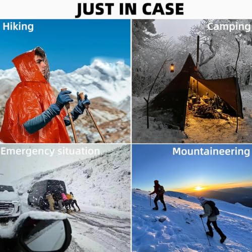 Camping Emergency Poncho for Hiking Survival (Orange, 4P - Image 5
