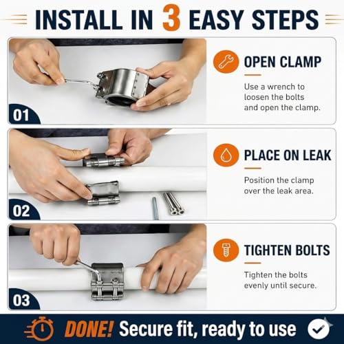 Pipe Repair Clamp，1/2 inch(20mm-23mm) Stainless Steel Leak - Image 5