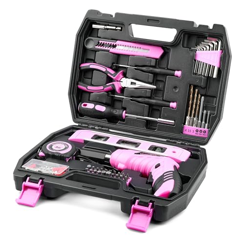 123 Piece Pink Household Tool Set with 3.6V USB Electric | Hand Tools - Image 2