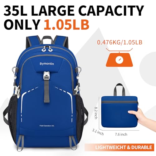 Lightweight Foldable 35L Everyday Backpack, Packable - Image 6
