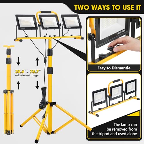 21000Lumen LED Work Lights with Stand - 3 Head Portable - Image 4
