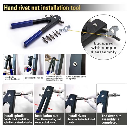 Pressure Rivet Nut Tool Kit, 430Pcs Aluminum Rivet Nut - Image 6