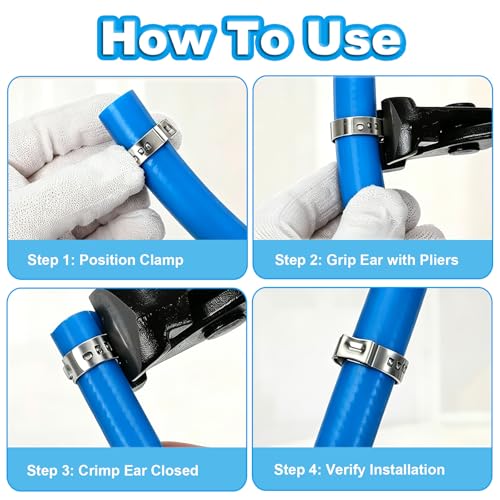 40Pcs 15.3mm-18.5mm (1/2") Single Ear Hose Clamps PEX Crimp Rings - Image 6