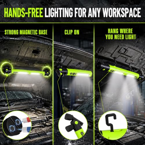 Magnetic Light Bar Mechanic Lights Under Hood Work Light Green - Image 3