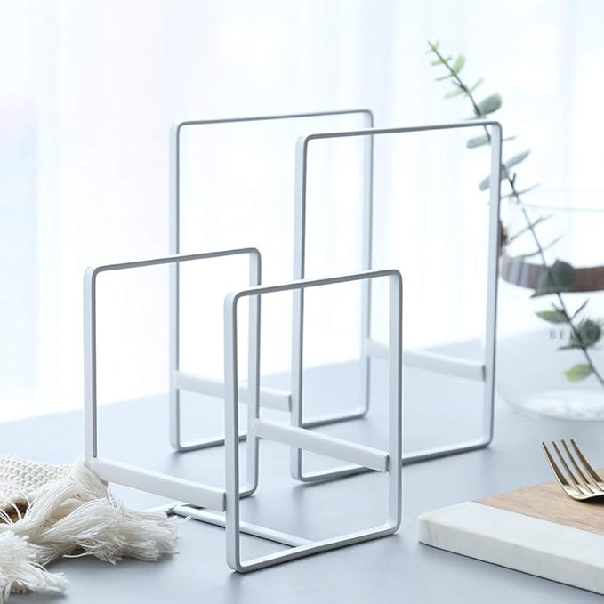 2PCS Plate Holders Organizer, Metal Dish Storage Dying Display Rack for Cabinet, Counter and Cupboard - White