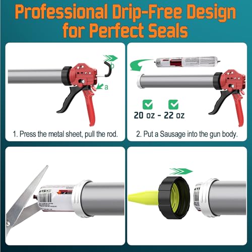 20 oz Sausage Caulk Gun, One-Touch Drip-Free | Effortless - Image 4