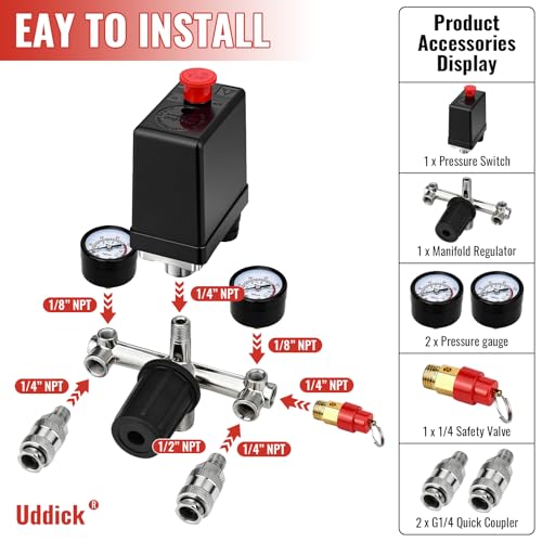 Air Compressor Pressure Control Switch with Gauge Regulator - Image 6