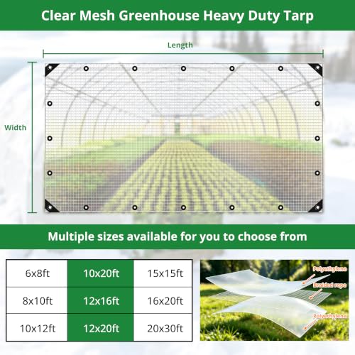 8x10FT Clear Mesh Tarp Heavy Duty Waterproof Ultrasonic Process - Image 3