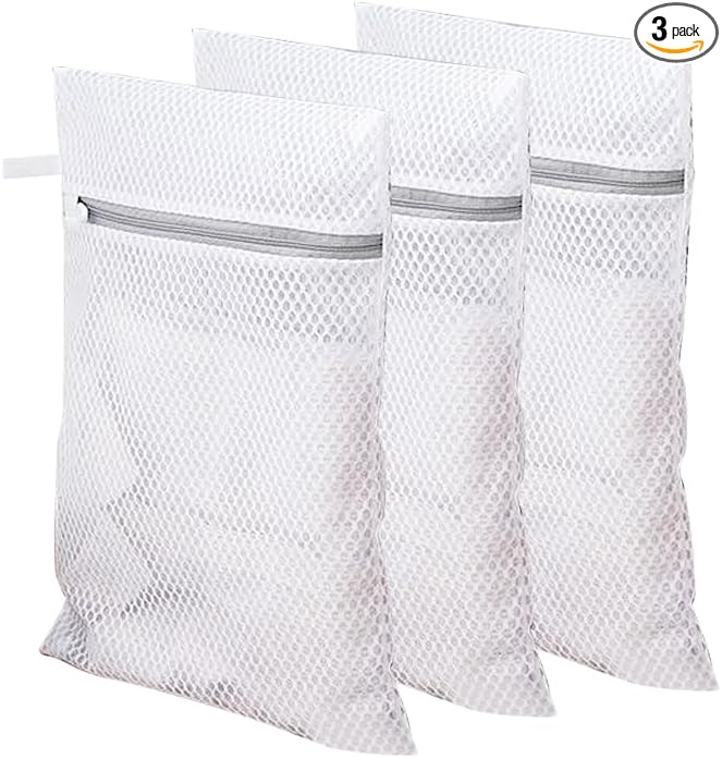 Honeycomb Mesh Laundry Bags for Delicates 3Pcs, Zippered Wash Bag for Waching Machine 12" x 16" Home Dormitory Travel Use