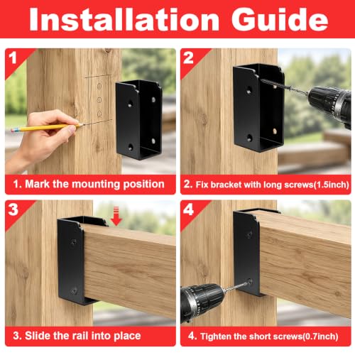 4 Pcs Stainless Steel Deck Railing Bracket Connectors for 2x4 - Image 8