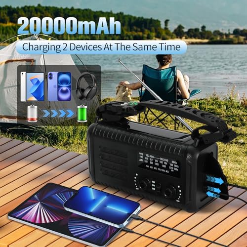 Emergency Weather Radio 20000mAh, Solar Hand Crank Radio - Image 3