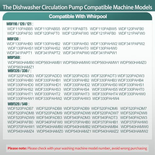 WDF520PADM7 WDF341PAPW2/1 WDP540HAMZ4 Dishwasher Circulation Pump - Image 3
