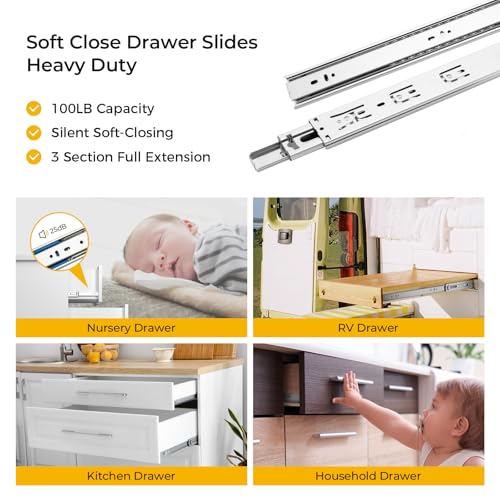 Goldenwarm 5 Pair 12 Inch Soft Close Drawer Slides - Image 6