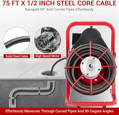 Heavy Duty Electric Drain Cleaning Machine – 75FT x 1/2" - Image 4