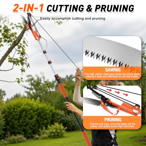 26FT Reach Tree Trimmer, Telescoping Pole Saw with 5-20FT - Image 5