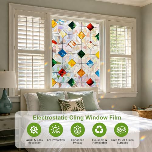 3D Stained Glass Window Privacy Film, No‑Glue Static Cling - Image 4