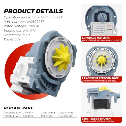 W10724439 W10876537 W10348269 0EM Dishwasher Drain Pump - Image 4