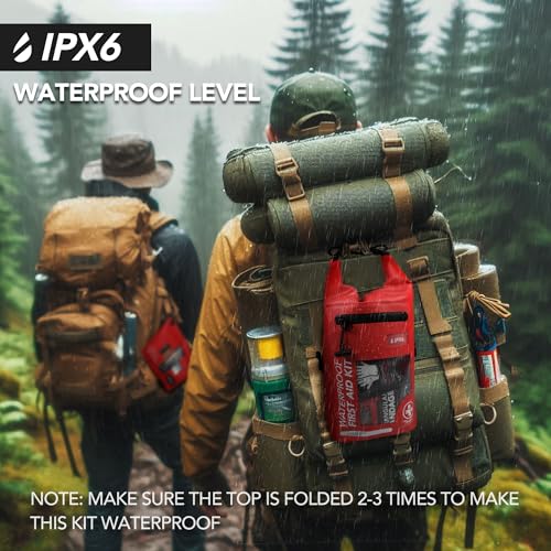 250 PCS IPX6-Waterproof First Aid Kit, Roll Top Reflective Boat - Image 5