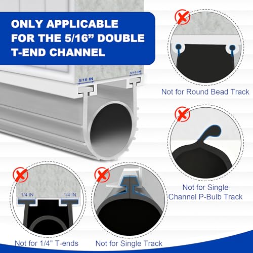 Garage Door Bottom Seal, 5/16 T-End Rubber Weather Stripping - Image 5
