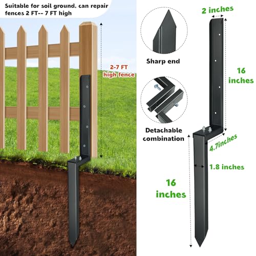 Heavy Duty Steel Fence Post Repair Kit, 32 Inch Long | Home Repair - Image 3