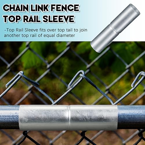 Tandefio 8 PCS Top Rail Sleeve Galvanized Steel Chain Link Fence - Image 5