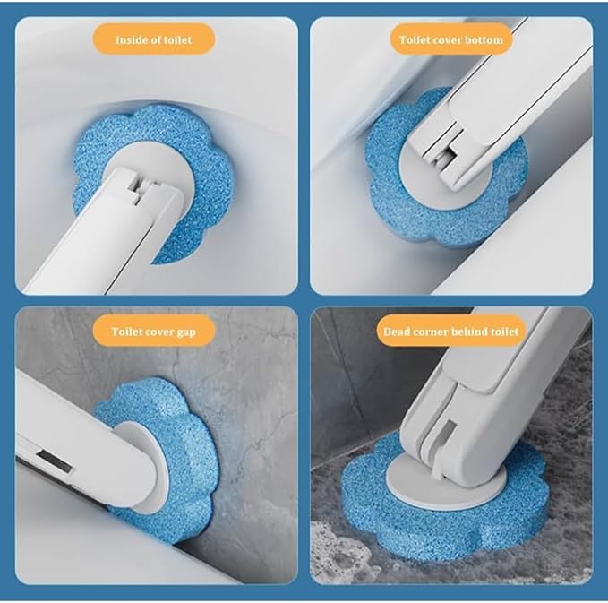 Disposable Toilet Brush Refill Sponges, 18 Pcs, 3 Layers, Blue, Purple, Yellow