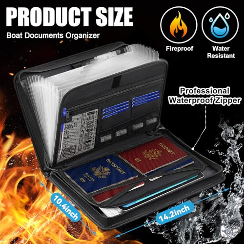 TaoBary Boat Document Holder Waterproof, 13 Pockets Fireproof - Image 3