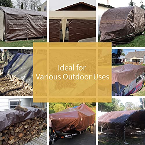 GUARD SHIELD Brown/Green Tarp Waterproof 8x10 Feet All Purpose - Image 7