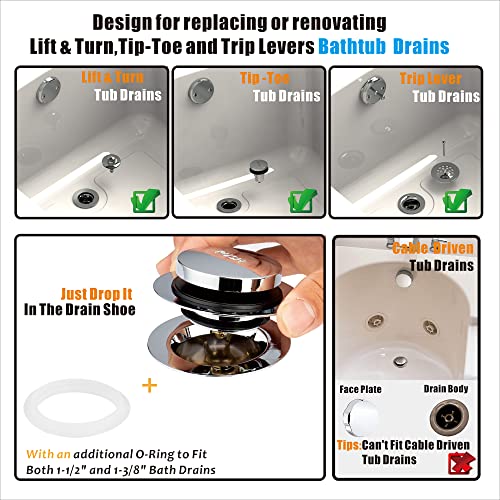 Chrome Universal Bathtub Drain Conversion Kit - Easy - Image 3