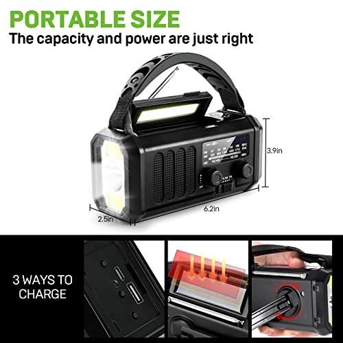 Emergency NOAA Weather Radio, 10000mAh Solar Hand Crank Radio - Image 6